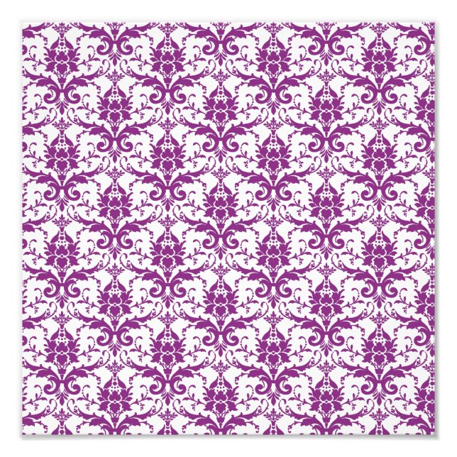 Purple Damask Pattern Photo Print (Front)