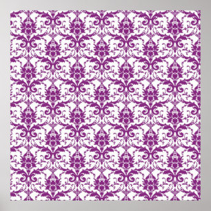 Purple Damask Pattern Poster
