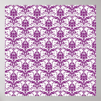 Purple Damask Pattern Poster