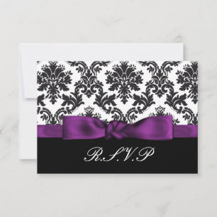 purple damask rsvp standard 3.5 x 5 card