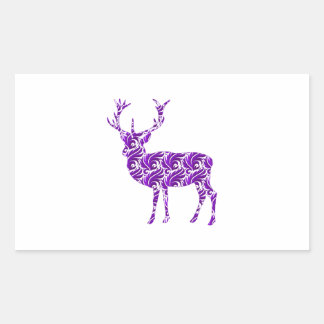 Purple Damask Stag Rectangular Sticker