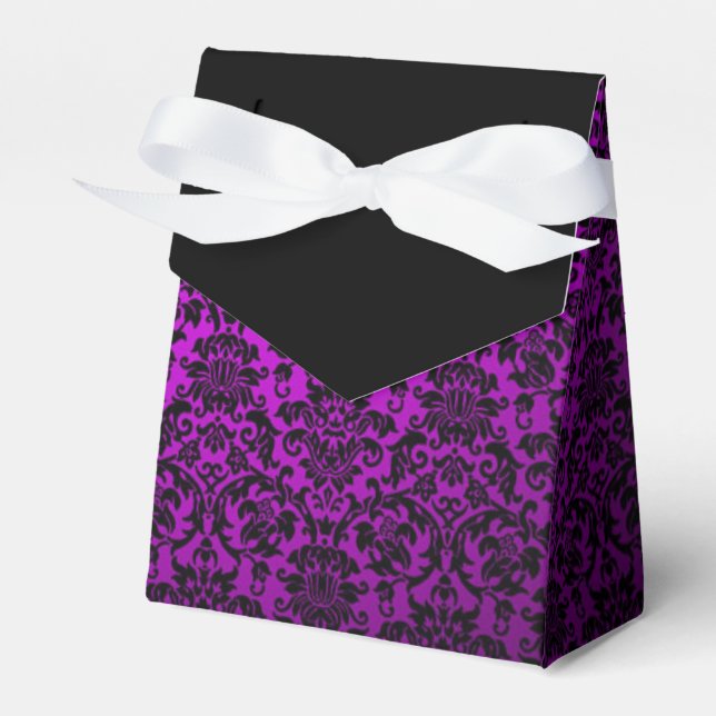Purple Damask Tent Favour Box (Front Side)