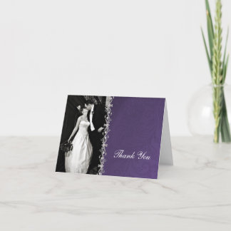 Purple Damask Thank You Card