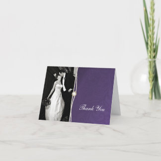 Purple Damask Thank You Card