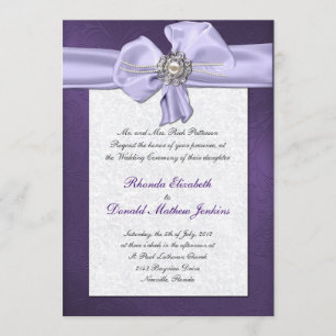Purple Damask Wedding Invitation