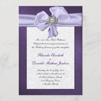 Purple Damask Wedding Invitation