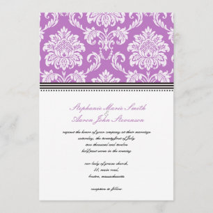 Purple Damask Wedding Invitation