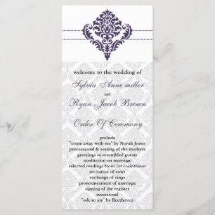 purple damask Wedding program Programme