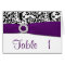 Purple Damask Wedding Reception Table Number Cards