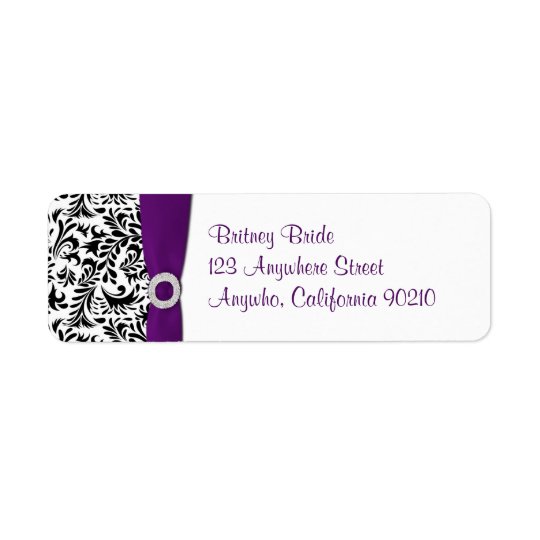 Purple Damask Wedding Return Address Seals Return Address Label
