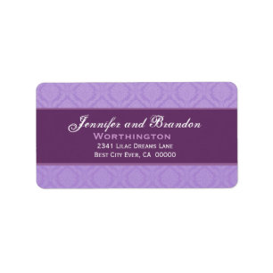 Purple Damask Wedding Set Label