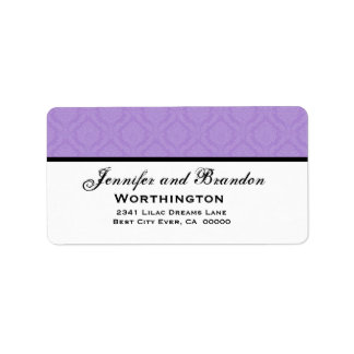 Purple Damask Wedding Set Label