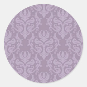 Purple Damask Wedding Stickers