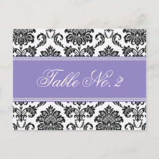 Purple Damask Wedding Table Number Postcard