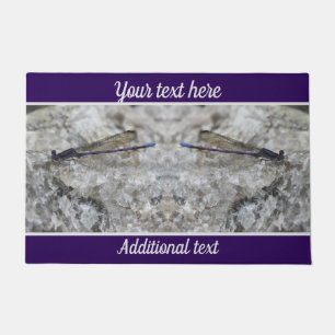 Purple Damselfly On Quartz Rock Personalised Doormat