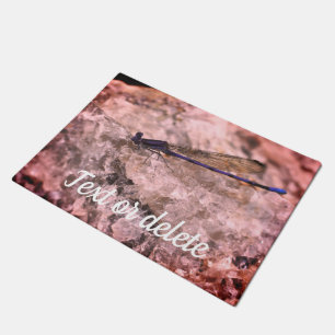 Purple Damselfly On Quartz Rock Personalised Doormat
