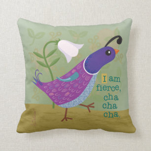 Purple Dancing Quail Throw Pillow