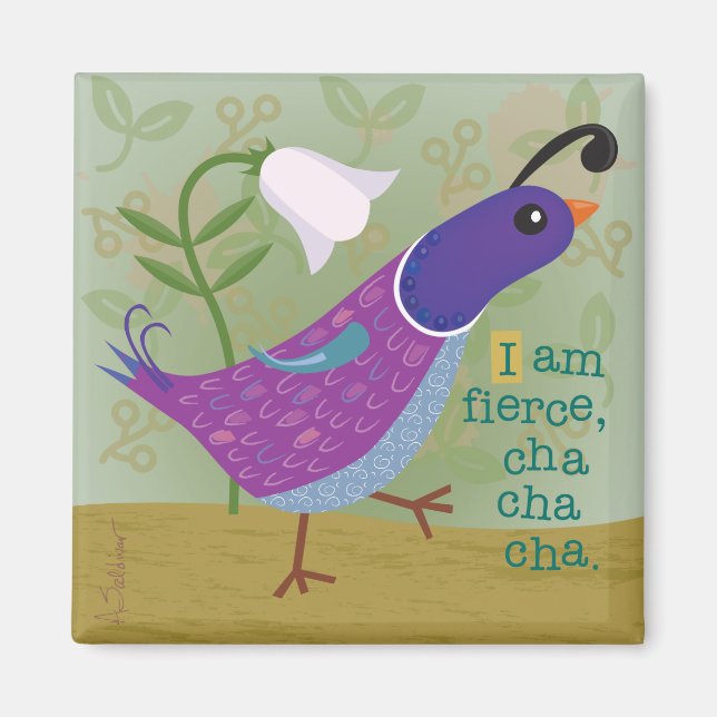 Purple Dancing Quail with Lily Magnet (Front)