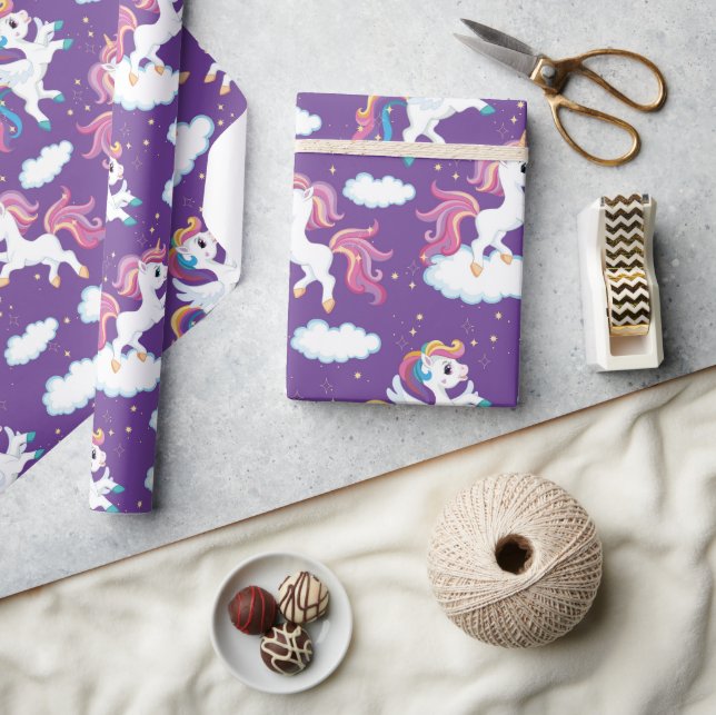 Purple Dancing Unicorns Wrapping Paper (Crafts)