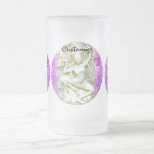 purple dancing yogini frosted glass beer mug