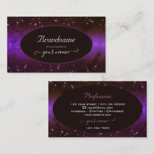 Purple Dark Burgundy Galaxy Glitter Stars Universe Business Card