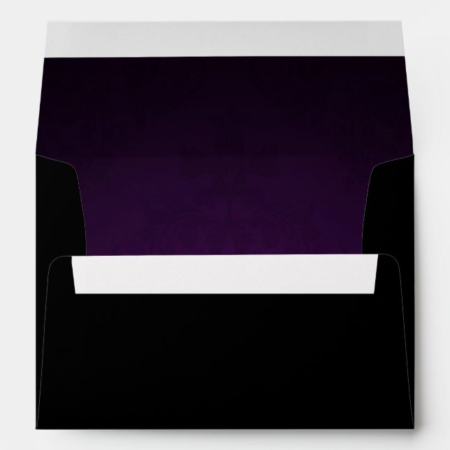 Purple Dark Damask Elegant Wedding Invitation Envelopes (Back (Bottom))