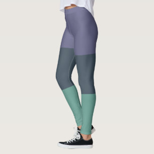 Purple Dark Green and Light Green Leggings