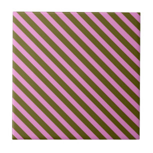 Purple Dark Green Diagonal Stripe Pattern Tile