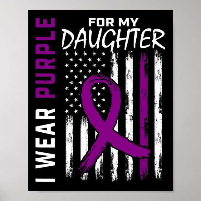 Purple Daughter Pancreatic Cancer Awareness USA Fl Poster (Front)