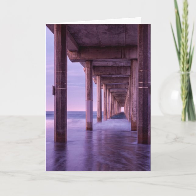 Purple Dawn At Scripps Pier Card (Front)