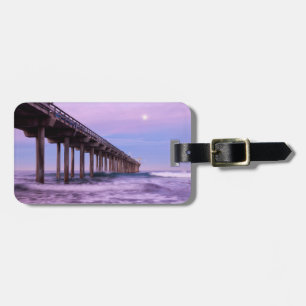 Purple dawn over pier, California Luggage Tag
