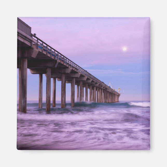 Purple dawn over pier, California Magnet (Front)