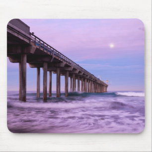 Purple dawn over pier, California Mouse Mat
