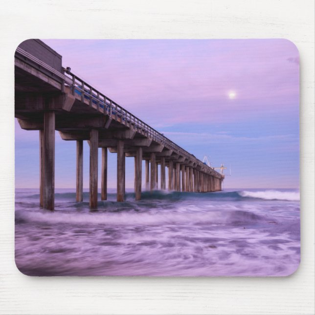 Purple dawn over pier, California Mouse Mat (Front)