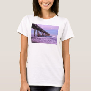 Purple dawn over pier, California T-Shirt
