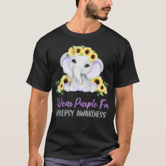 Purple Day Elephant I Wear Purple For Epilepsy Awa T-Shirt