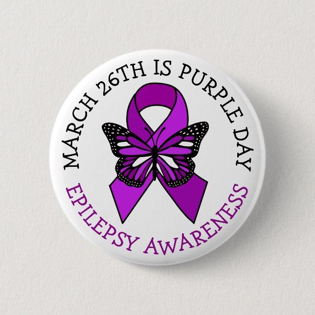 Purple Day | March 26th | Epilepsy Awareness  6 Cm Round Badge (Front)