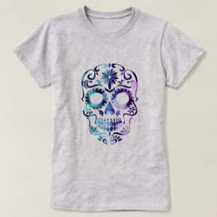 Purple Day of the Dead Candy Skull T-Shirt
