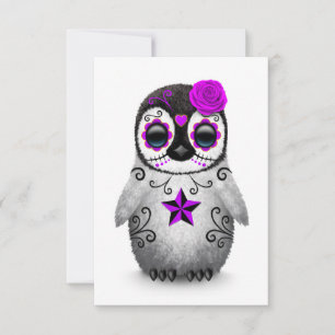 Purple Day of the Dead Sugar Skull Penguin White