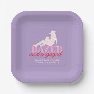 Purple Dazed & Engaged Bachelorette Party Decor Paper Plate