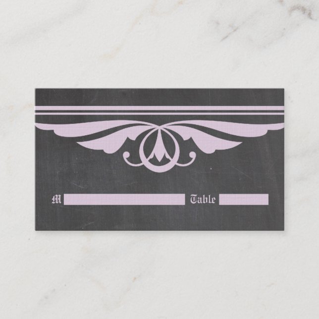 Purple Deco Chalkboard Place Card (Front)