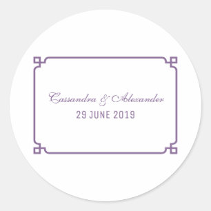 Purple Deco Chic Wedding Classic Round Sticker