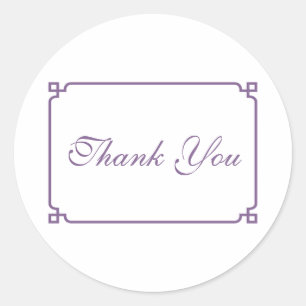 Purple Deco Chic Wedding Thank You Classic Round Sticker