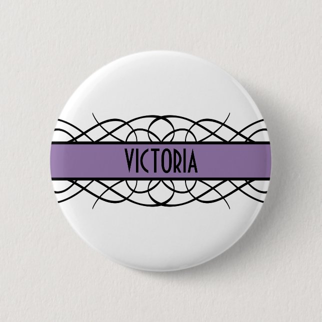 Purple Deco Flourish Button (Front)
