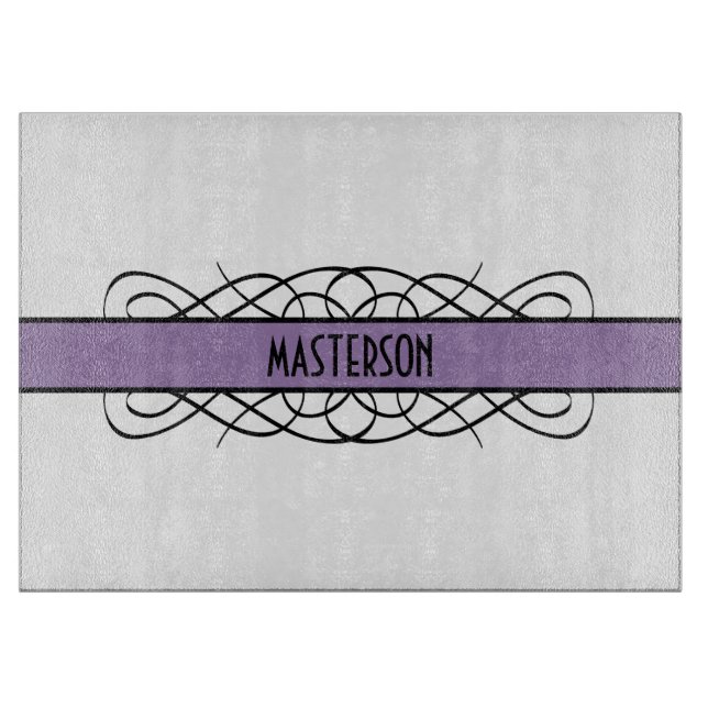 Purple Deco Flourish Cutting Board (Front)