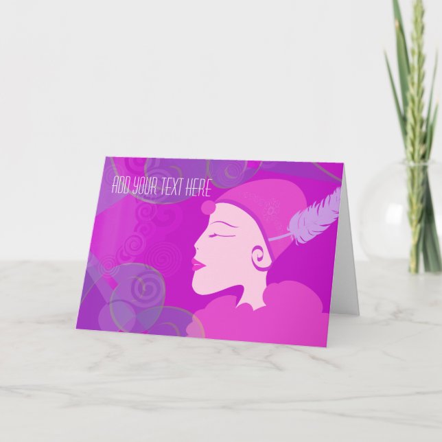 Purple Deco Greeting Card (Front)