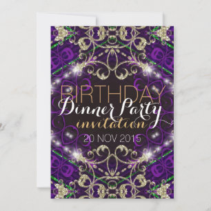 Purple Decor Royale Birthday Dinner Party Invite