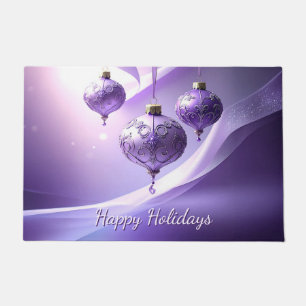 Purple Decorative Christmas Ball Holiday Doormat