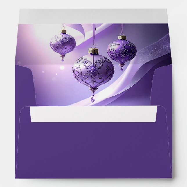 Purple Decorative Christmas Ball Holiday Envelope (Back (Bottom))