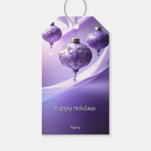 Purple Decorative Christmas Ball Holiday Gift Tag